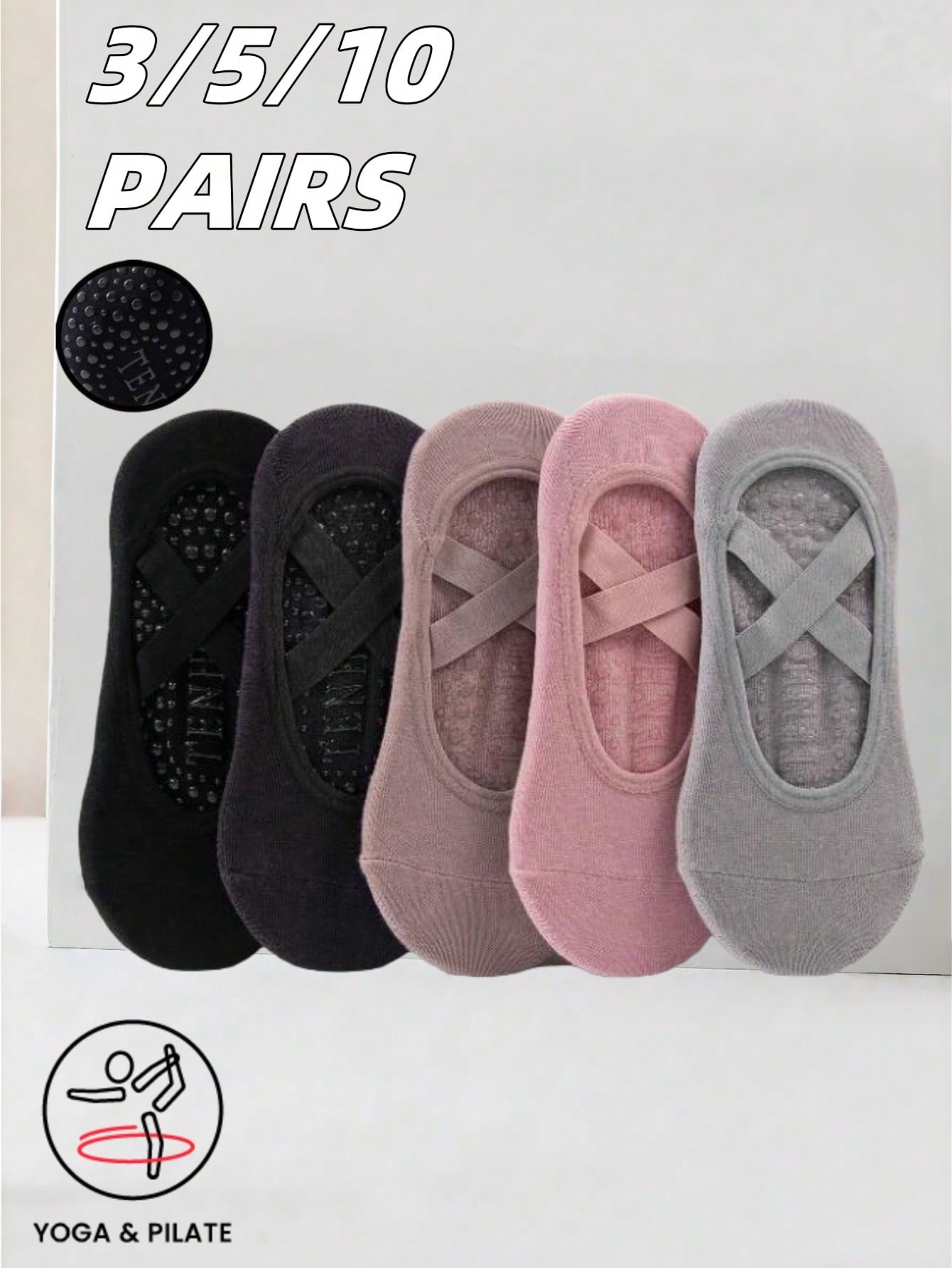 Pilates Yoga Wear - Anti-slip silicone sole yoga socks with