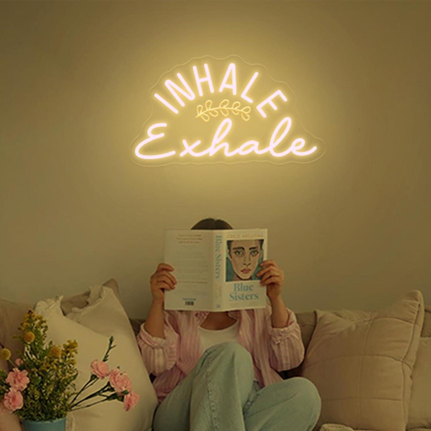 Inhale Exhale Neon Sign Dimmab - مراجعة Pilates Yoga Wellness وسعره