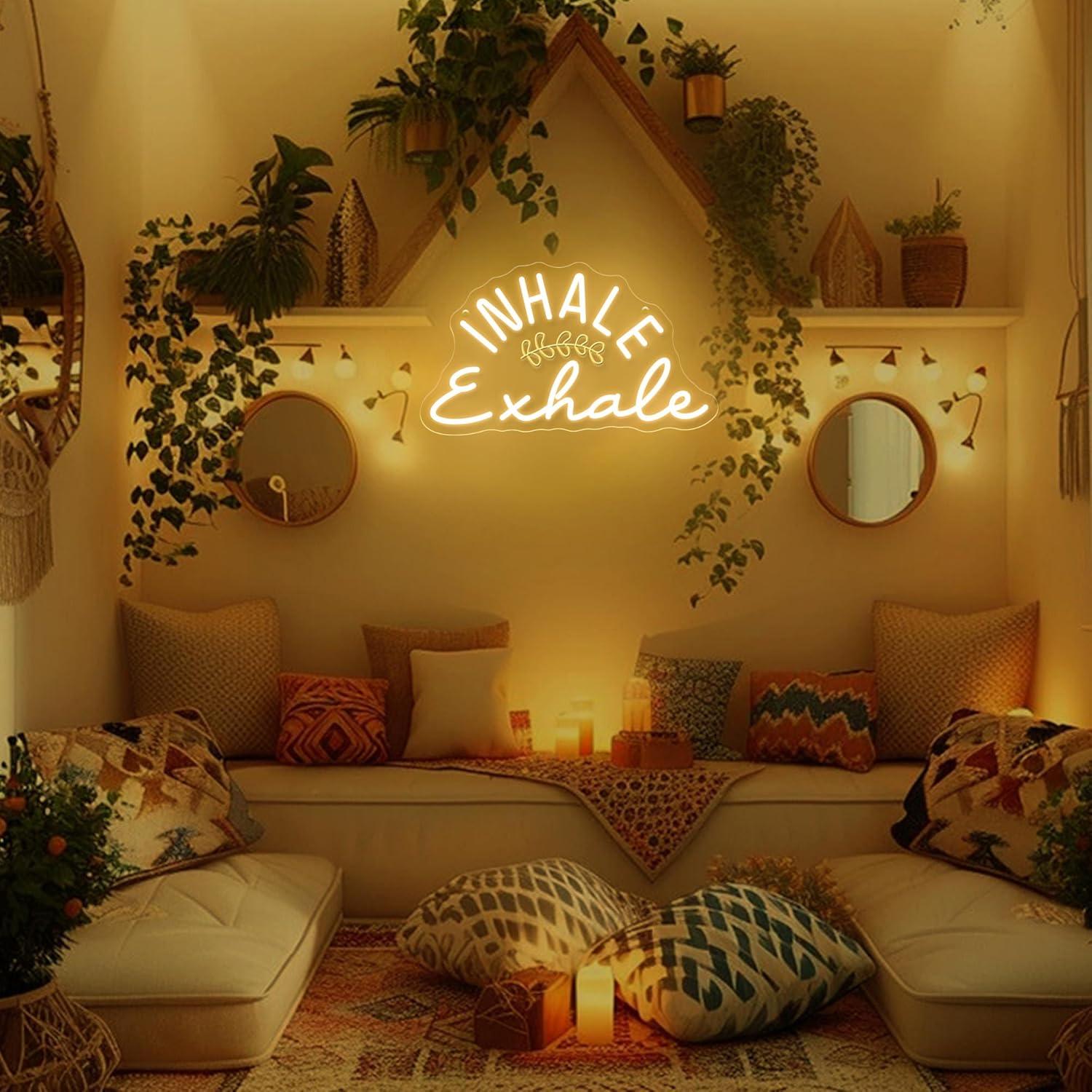 Inhale Exhale Neon Sign Dimmab - مراجعة Pilates Yoga Wellness وسعره