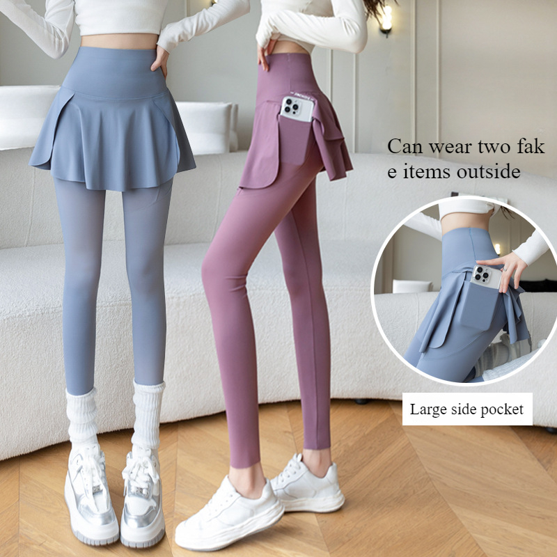 Women Seamless Fake Two Pieces - مراجعة Pilates Yoga Outfit وسعره