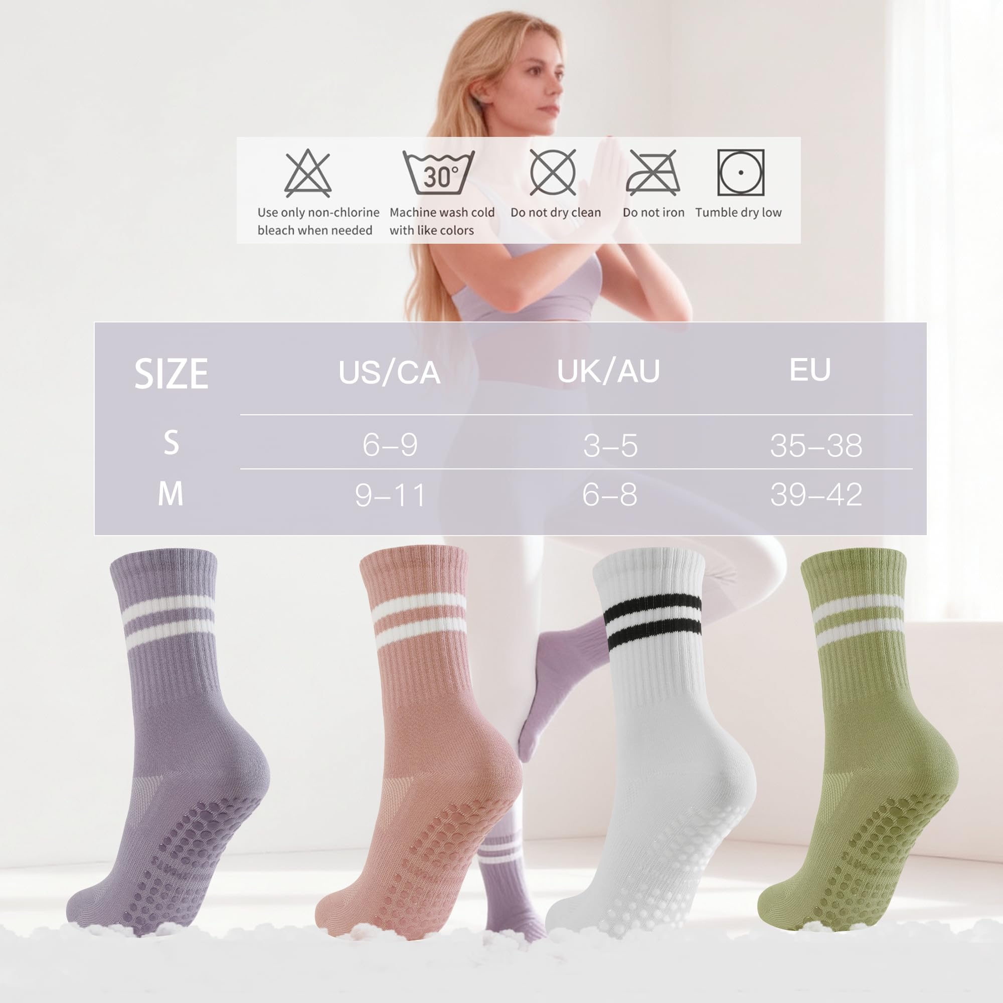 4 pairs BUDERMMY Pilates Socks - مراجعة Medias Para Pilates Y Yoga وسعره
