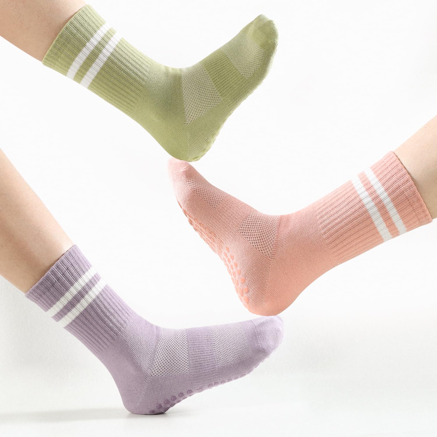 4 pairs BUDERMMY Pilates Socks - مراجعة Medias Para Pilates Y Yoga وسعره