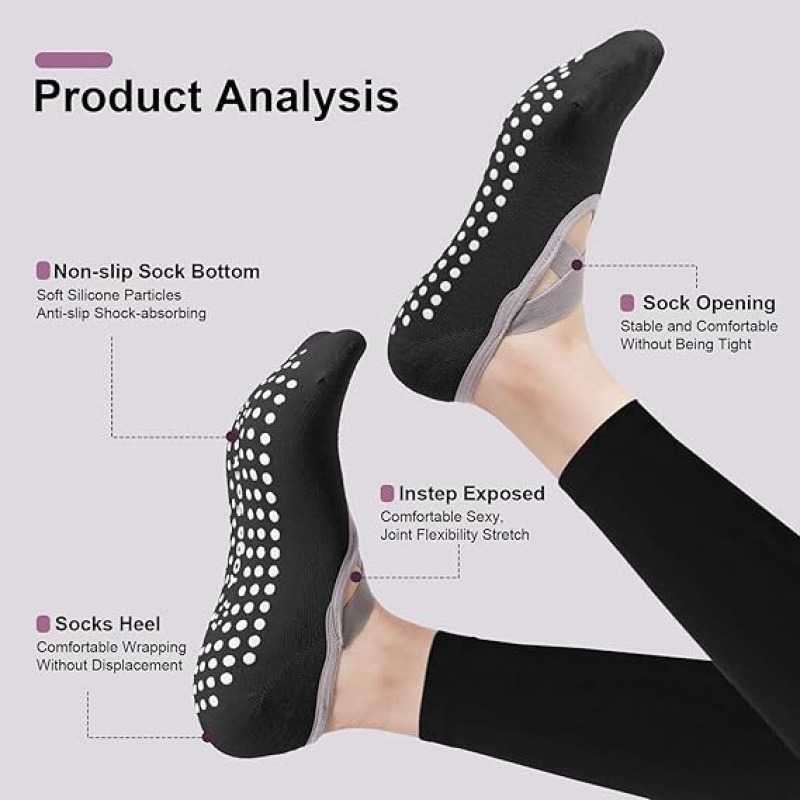 3 Pairs Mixed Color Yoga Socks - مراجعة Yoga Mix Pilates وسعره