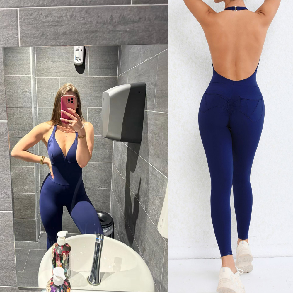 Pad Halter V Scrunch Romper Wo - مراجعة Pilates Yoga Gear وسعره
