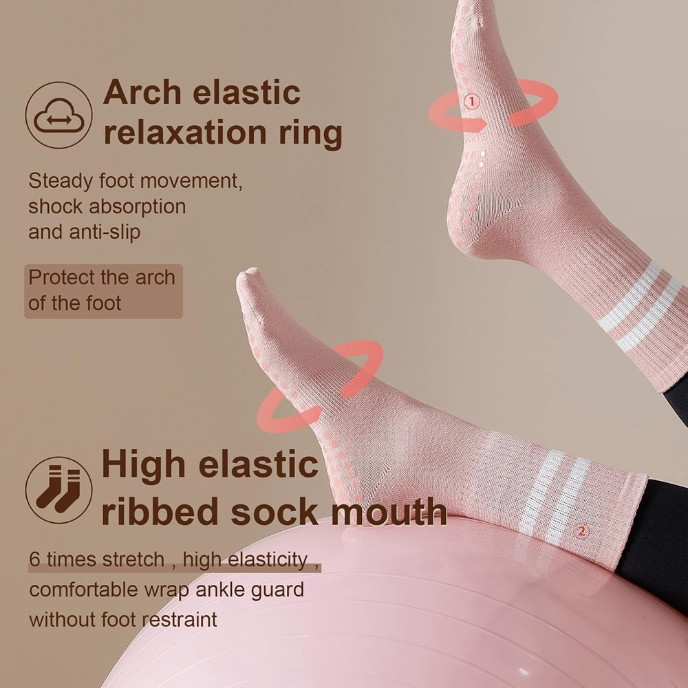 Yoga Pilates Socks with Grips  - مراجعة Medias Para Pilates Y Yoga وسعره
