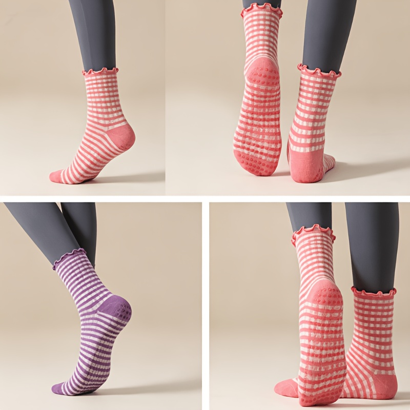 1 Pairs Double Grid Anti Slip  - مراجعة Medias Para Pilates Y Yoga وسعره