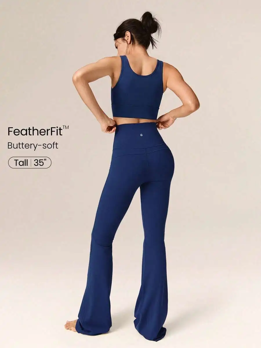 Ultra Long Flare Leggings For  - مراجعة Pilates Yoga Wear وسعره